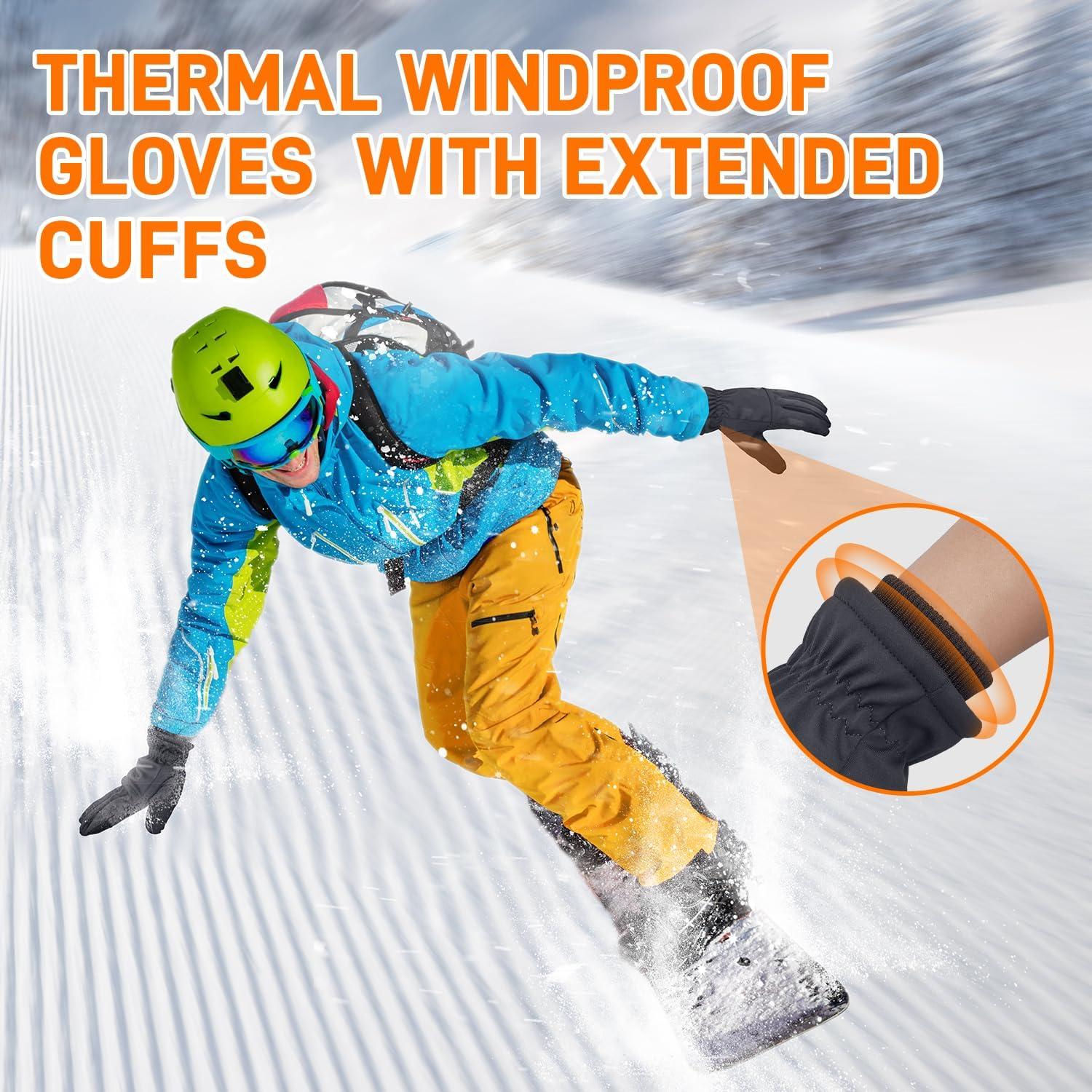 imageihuan Winter Gloves for Men Women Waterproof Warm Ski Snow Gloves for Cold Weather Thermal Material for Skiing Snowboarding Motorcycle Running Driving HikingGrey