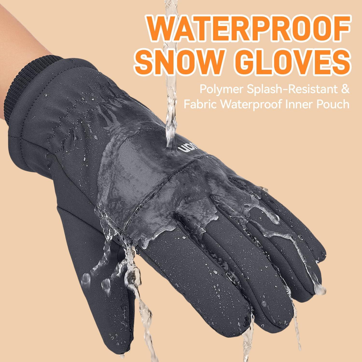 imageihuan Winter Gloves for Men Women Waterproof Warm Ski Snow Gloves for Cold Weather Thermal Material for Skiing Snowboarding Motorcycle Running Driving HikingGrey