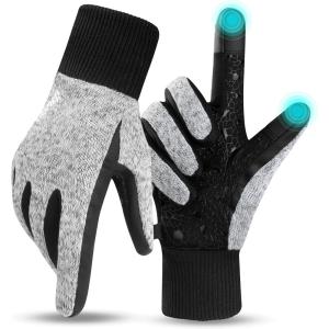 imageihuan Winter Hiking Gloves Women Men Cold Weather Thermal Warm Touch Screen Suit for Running Cycling DrivingGray