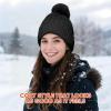 imageihuan Winter Hat Scarf Gloves Warmer Warm Knit Beanie Hat Touch Screen Gloves Set Neck Scarves for WomenBlack
