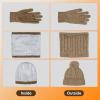 imageihuan Winter Hat Scarf Gloves Warmer Warm Knit Beanie Hat Touch Screen Gloves Set Neck Scarves for WomenKhaki