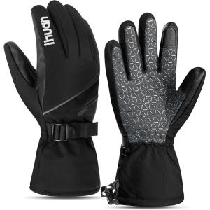 imageihuan Winter Waterproof Ski Gloves for Men ampamp Women 30 Thermal Gloves Touch Screen Warm for Skiing Cycling Motorcycle RunningBlack