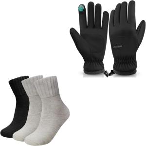 imageihuan winter warm thermal thick socks gloves for women men in snow Cold Weather Christmas Gift Stocking Stuffers 595