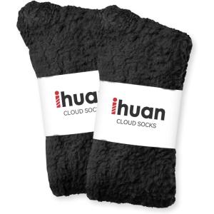 imageihuan Gifts Fuzzy ampamp Cozy Socks Warm Fluffy Cloud Sock For Women Comfy Winter Plush Sleeping Slipper Socks  Super SoftBlack2pairs