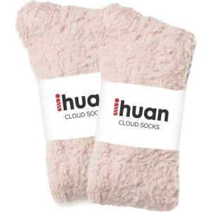 imageihuan Gifts Fuzzy ampamp Cozy Socks Warm Fluffy Cloud Sock For Women Comfy Winter Plush Sleeping Slipper Socks  Super SoftOatmeal2pairs