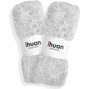 imageihuan Christmas Gifts for WomenStocking StuffersWarm Fuzzy ampamp Cozy Cloud Sock For MenFluffy Winter Sleeping Slipper Socks2p Lightgray Nonslip