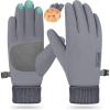 imageihuan Winter Waterproof Gloves Cold Weather  Snow Ski Windproof for Men Women Warm Touchscreen Thermal for Running CyclingGrey