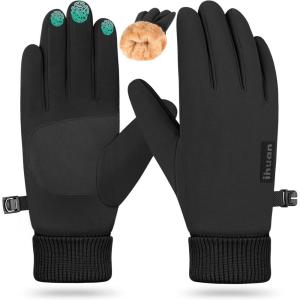 imageihuan Winter Waterproof Gloves Cold Weather  Snow Ski Windproof for Men Women Warm Touchscreen Thermal for Running CyclingBlack