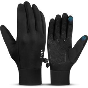 image:imageihuan Winter Warm Running Gloves Women Men Super Sensitive Touch Screen Fingers for Cold Weather Thin Lightweight Liner Gloves for Ski Snow Hiking Driving Camping Cycling Gift for Women Menblack