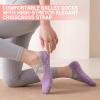 image:imageihuan 6 Pairs Pilates Socks for women NonSlip Yoga Socks With GripampStrap for Dance Barre Ballet Fitness Workout592pink2black2grey