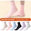 image:imageihuan 6 Pairs Womens Ruffle Cute Ankle Socks with Polka Dot Crew Cotton Frilly Casual Socks for Women Teen Girls Breathable6pairs1white1black1cream1blue1pink1purple