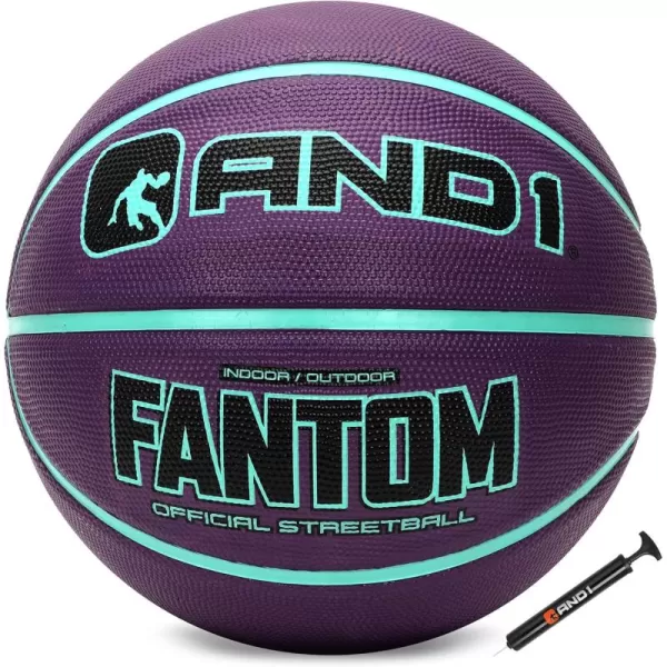 AND1 Fantom Rubber Basketball: Official Regulation Size 7  Rubber Basketball - Deep Channel Construction Streetball, Made for Indoor Outdoor Basketball Games