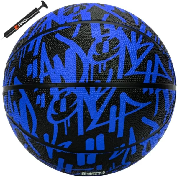 AND1 Street Ink 27.5 Basketball : Youth Sized Rubber Streetball for Indoor and Outdoor Use, Deep Channel Construction and Durability, Ideal for Boys and Girls Ages 9-11, Includes 10” Pump