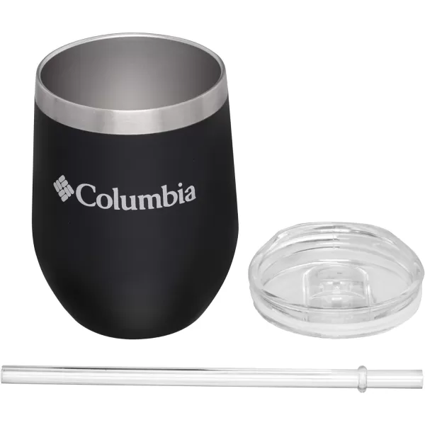 Columbia 12 fl oz Double-Wall Insulated Vacuum Cocktail Tumbler with Straw, Black