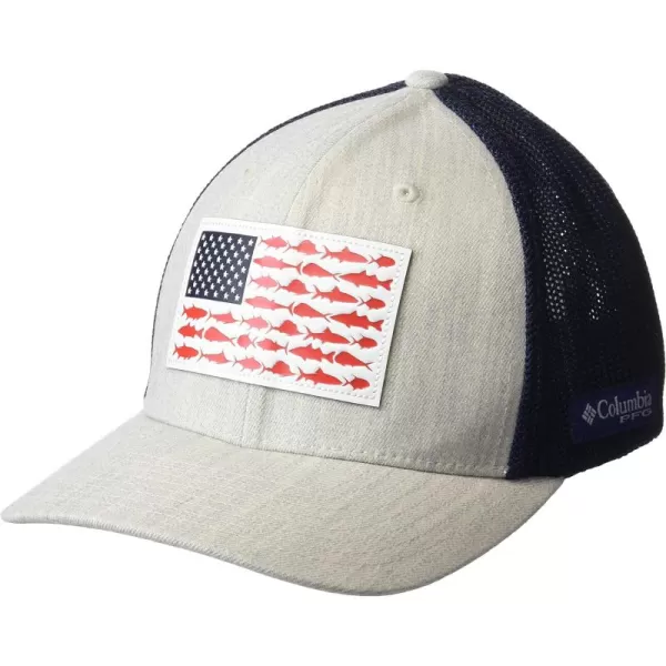 Columbia PFG Leather Fish Flag Mesh Ball Cap