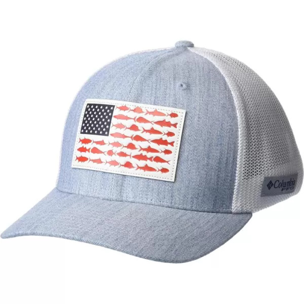 Columbia PFG Leather Fish Flag Mesh Ball Cap
