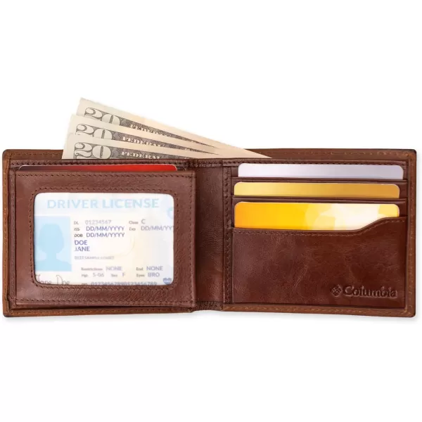 Columbia Men's Everyday Bifold Wallet-Multiple Card Slots, Id Window