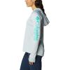 imageColumbia Womens Tidal Tee HoodieCirrus GreyElectric Turquoise Logo