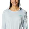 imageColumbia Womens Tidal Tee HoodieCirrus GreyElectric Turquoise Logo