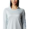 imageColumbia Womens Tidal Tee HoodieCirrus GreyStormy Blue Logo
