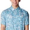 imageColumbia Mens Super Slack Tide Camp Shirt Short SleeveCanyon Blue Kona Kraze