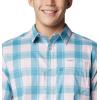 imageColumbia Mens Super Slack Tide Camp Shirt Short SleeveCanyon Blue Ombre Check