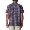 imageColumbia Mens Super Slack Tide Camp Shirt Short SleeveCollegiate Navy Fish Bobber Print