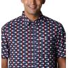 imageColumbia Mens Super Slack Tide Camp Shirt Short SleeveCollegiate Navy Fish Bobber Print