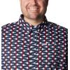 imageColumbia Mens Super Slack Tide Camp Shirt Short SleeveCollegiate Navy Fish Bobber Print