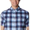 imageColumbia Mens Super Slack Tide Camp Shirt Short SleeveCollegiate Navy Ombre Check