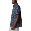 imageColumbia Mens Super Slack Tide Camp Shirt Short SleeveCollegiate Navy Small Mighty Marlins Print