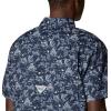 imageColumbia Mens Super Slack Tide Camp Shirt Short SleeveCollegiate Navy Small Mighty Marlins Print