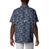 imageColumbia Mens Super Slack Tide Camp Shirt Short SleeveCollegiate Navy Small Mighty Marlins Print