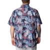 imageColumbia Mens Super Slack Tide Camp Shirt Short SleeveCollegiate Navy Tunatropic Print