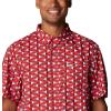 imageColumbia Mens Super Slack Tide Camp Shirt Short SleeveRed Spark Fish Bobber Print