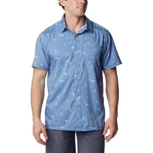 imageColumbia Mens Super Slack Tide Camp Shirt Short SleeveBluestone Trout N About Print