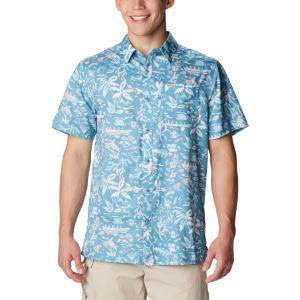 imageColumbia Mens Super Slack Tide Camp Shirt Short SleeveCanyon Blue Kona Kraze