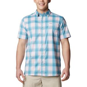 imageColumbia Mens Super Slack Tide Camp Shirt Short SleeveCanyon Blue Ombre Check