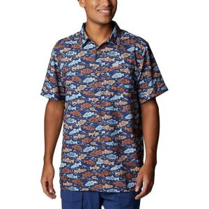 imageColumbia Mens Super Slack Tide Camp Shirt Short SleeveCarbon Fish Finder Print