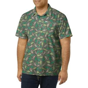 imageColumbia Mens Super Slack Tide Camp Shirt Short SleeveCity Grey Tribal Fish Print
