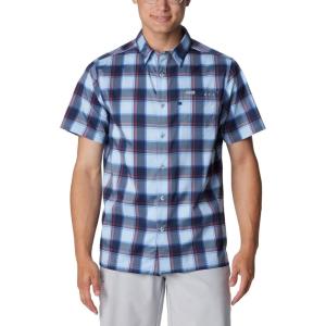 imageColumbia Mens Super Slack Tide Camp Shirt Short SleeveCollegiate Navy Ombre Check