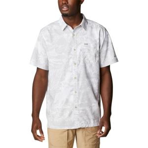 imageColumbia Mens Super Slack Tide Camp Shirt Short SleeveCool Grey Hula Fish Print