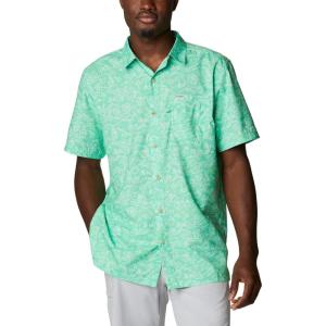 imageColumbia Mens Super Slack Tide Camp Shirt Short SleeveLight Jade Merry Mahi Print