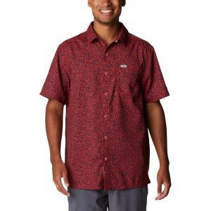 imageColumbia Mens Super Slack Tide Camp Shirt Short SleeveRed Spark Deepsea Medley