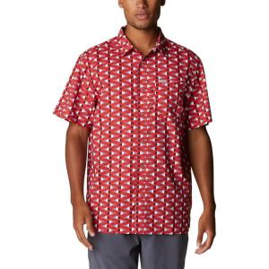 imageColumbia Mens Super Slack Tide Camp Shirt Short SleeveRed Spark Fish Bobber Print