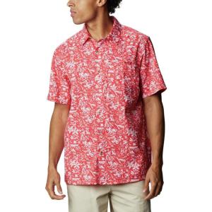 imageColumbia Mens Super Slack Tide Camp Shirt Short SleeveRed Spark Kona Print