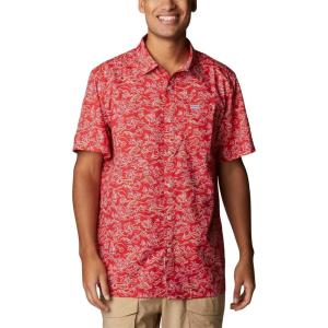 imageColumbia Mens Super Slack Tide Camp Shirt Short SleeveRed Spark Merry Mahi Print