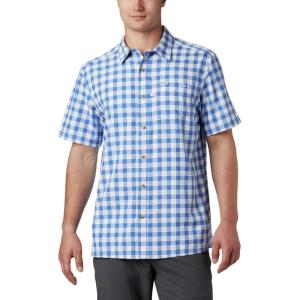 imageColumbia Mens Super Slack Tide Camp Shirt Short SleeveVivid Blue Palaka Plaid