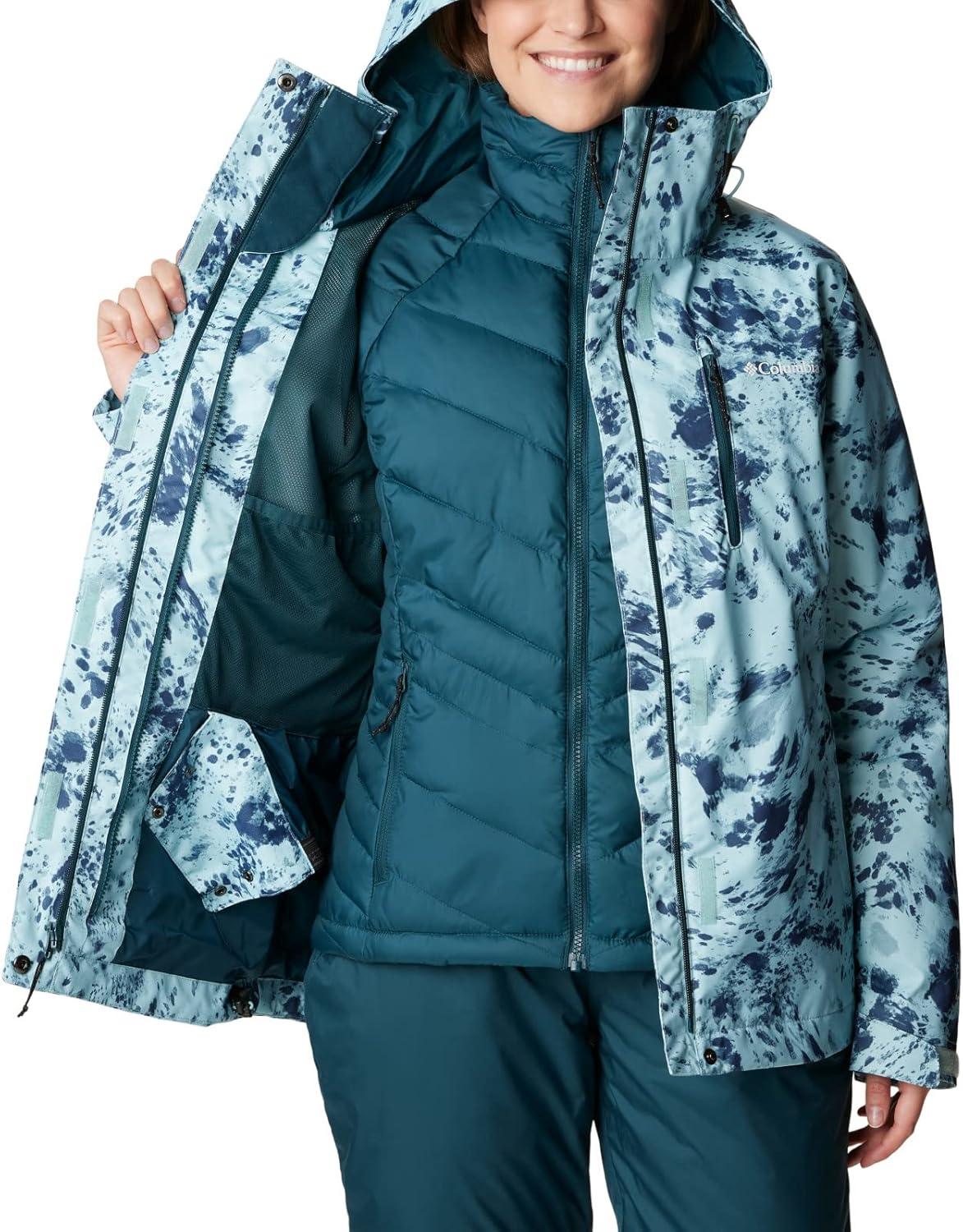 imageColumbia Womens Whirlibird IV Interchange Winter Jacket Waterproof ampamp BreathableAqua Haze Flurries Print