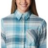 imageColumbia Womens Calico Basin Flannel Long Sleeve ShirtAqua Haze Dimensional Buffalo